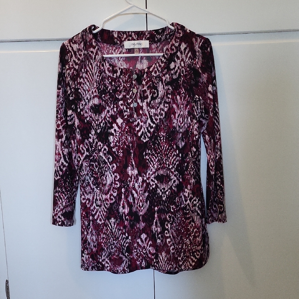 Women's Jones Studio Printed Top - Black and Pink